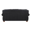 Ronny Sofa | Nailhead Trim | Brown Wood Feet | Black Genuine Leather