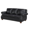 Ronny Sofa | Nailhead Trim | Brown Wood Feet | Black Genuine Leather