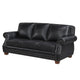 Ronny Sofa | Nailhead Trim | Brown Wood Feet | Black Genuine Leather