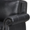 Ronny Sofa | Nailhead Trim | Brown Wood Feet | Black Genuine Leather