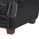 Ronny Sofa | Nailhead Trim | Brown Wood Feet | Black Genuine Leather