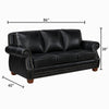 Ronny Sofa | Nailhead Trim | Brown Wood Feet | Black Genuine Leather