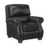 Ronny Push-Back Reclining Chair with Nailhead Trim | Black Genuine Leather