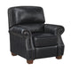 Ronny Push-Back Reclining Chair with Nailhead Trim | Black Genuine Leather