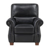 Ronny Push-Back Reclining Chair with Nailhead Trim | Black Genuine Leather