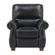 Ronny Push-Back Reclining Chair with Nailhead Trim | Black Genuine Leather