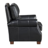 Ronny Push-Back Reclining Chair with Nailhead Trim | Black Genuine Leather