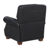 Ronny Push-Back Reclining Chair with Nailhead Trim | Black Genuine Leather