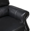 Ronny Push-Back Reclining Chair with Nailhead Trim | Black Genuine Leather