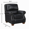 Ronny Push-Back Reclining Chair with Nailhead Trim | Black Genuine Leather