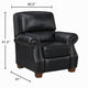 Ronny Push-Back Reclining Chair with Nailhead Trim | Black Genuine Leather