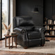 Ronny Push-Back Reclining Chair with Nailhead Trim | Black Genuine Leather