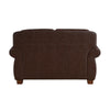 Ronny Loveseat with Nailhead Trim | Brown Wood Feet | Brown Genuine Leather