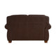 Ronny Loveseat with Nailhead Trim | Brown Wood Feet | Brown Genuine Leather