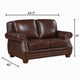 Ronny Loveseat with Nailhead Trim | Brown Wood Feet | Brown Genuine Leather