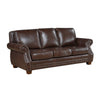 Ronny Sofa | Nailhead Trim | Rolled Arms | Brown Wood Feet | Brown Leather