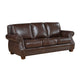 Ronny Sofa | Nailhead Trim | Rolled Arms | Brown Wood Feet | Brown Leather