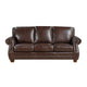 Ronny Sofa | Nailhead Trim | Rolled Arms | Brown Wood Feet | Brown Leather
