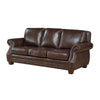 Ronny Sofa | Nailhead Trim | Rolled Arms | Brown Wood Feet | Brown Leather