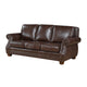 Ronny Sofa | Nailhead Trim | Rolled Arms | Brown Wood Feet | Brown Leather