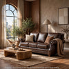 Ronny Sofa | Nailhead Trim | Rolled Arms | Brown Wood Feet | Brown Leather
