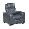 Akon Power Recliner | Heat Massage | USB | LED Light | Blue Genuine Leather