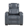 Akon Power Recliner | Heat Massage | USB | LED Light | Blue Genuine Leather