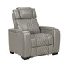 Akon Power Recliner | Heat Massage | USB | LED Light | Gray Genuine Leather