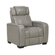 Akon Power Recliner | Heat Massage | USB | LED Light | Gray Genuine Leather