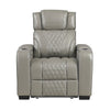 Akon Power Recliner | Heat Massage | USB | LED Light | Gray Genuine Leather