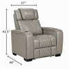 Akon Power Recliner | Heat Massage | USB | LED Light | Gray Genuine Leather
