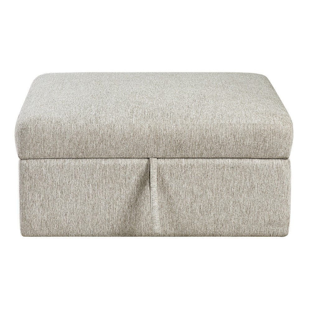 Inaya Storage Ottoman with Casters | Brown Wood | Sage Sand Microfiber | 41"