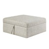 Inaya Storage Ottoman with Casters | Brown Wood | Sage Sand Microfiber | 41"