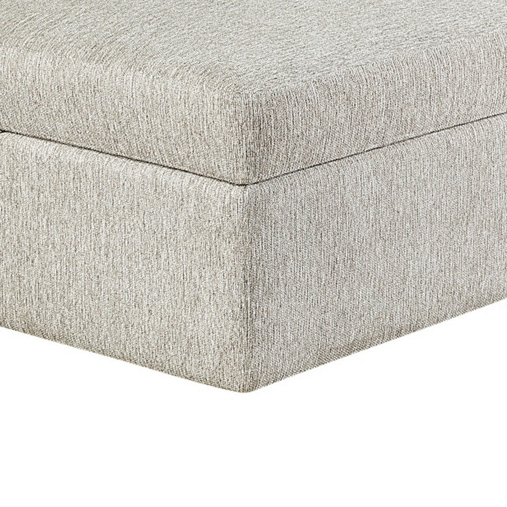 Inaya Storage Ottoman with Casters | Brown Wood | Sage Sand Microfiber | 41"