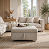 Inaya Storage Ottoman with Casters | Brown Wood | Sage Sand Microfiber | 41"