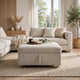 Inaya Storage Ottoman with Casters | Brown Wood | Sage Sand Microfiber | 41"