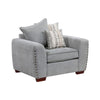 Gini Accent Chair with 3 Accent Pillows | Nailhead Trim | Gray Chenille
