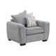 Gini Accent Chair with 3 Accent Pillows | Nailhead Trim | Gray Chenille