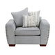 Gini Accent Chair with 3 Accent Pillows | Nailhead Trim | Gray Chenille