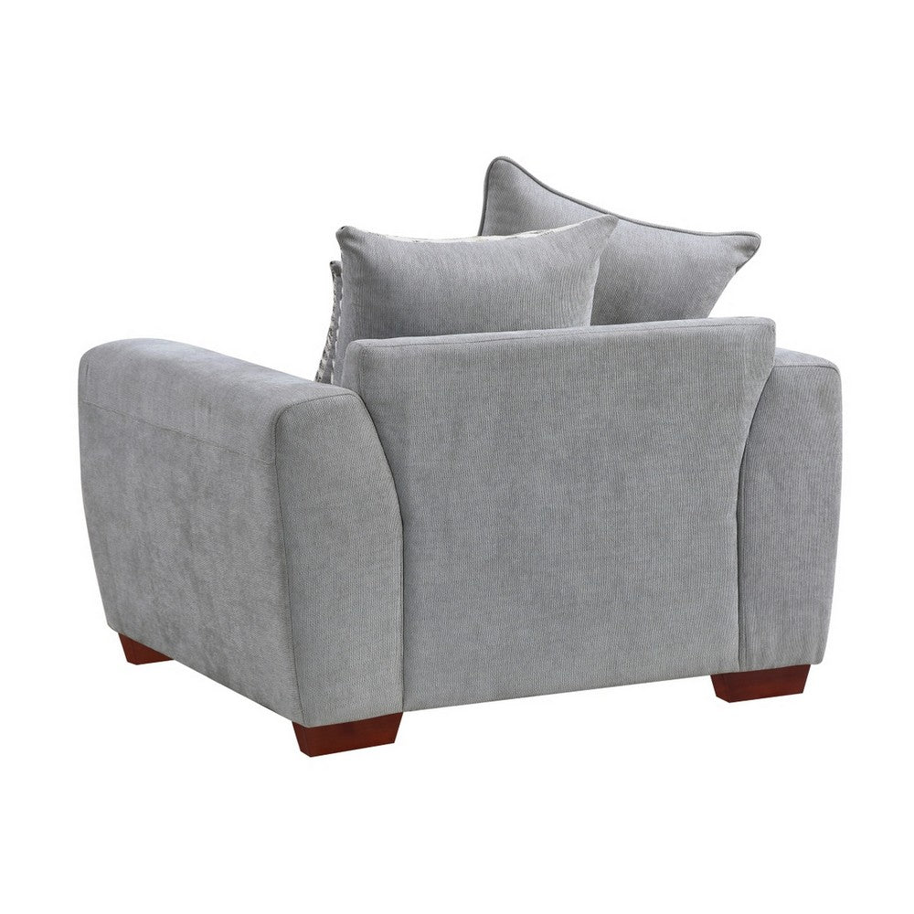 Gini Accent Chair with 3 Accent Pillows | Nailhead Trim | Gray Chenille