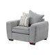 Gini Accent Chair with 3 Accent Pillows | Nailhead Trim | Gray Chenille