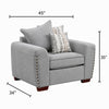Gini Accent Chair with 3 Accent Pillows | Nailhead Trim | Gray Chenille