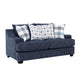 Marie Loveseat | Reversible Cushions | 4 Accent Pillows | Blue Chenille