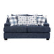 Marie Loveseat | Reversible Cushions | 4 Accent Pillows | Blue Chenille