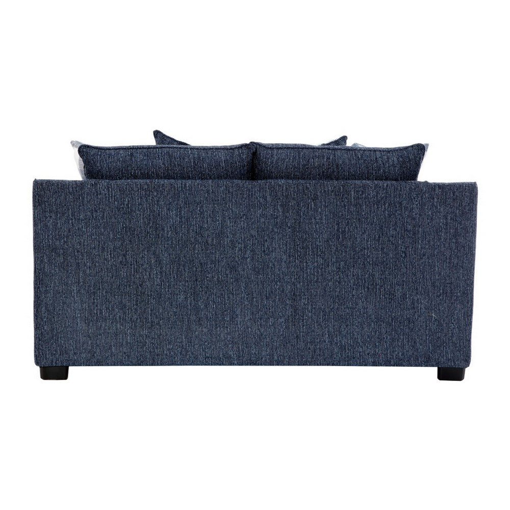 Marie Loveseat | Reversible Cushions | 4 Accent Pillows | Blue Chenille