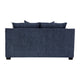 Marie Loveseat | Reversible Cushions | 4 Accent Pillows | Blue Chenille
