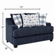 Marie Loveseat | Reversible Cushions | 4 Accent Pillows | Blue Chenille