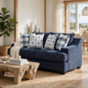 Marie Loveseat | Reversible Cushions | 4 Accent Pillows | Blue Chenille