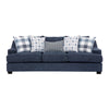 Marie Sofa with Reversible Cushions | Plaid Pillows | Blue Chenille