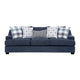 Marie Sofa with Reversible Cushions | Plaid Pillows | Blue Chenille